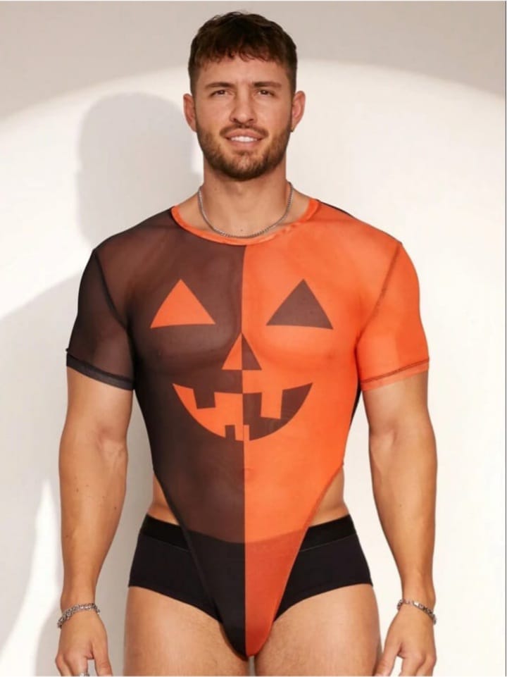Pumpkin Split Graphic Bodysuit